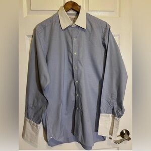 Turnbull Asser Men's Dress Shirt 16-41cm Blue White collar & French Cuff